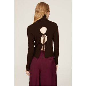 NWT Thakoon Open Back Turtleneck Sweater, Size Medium Color Chocolate Brown